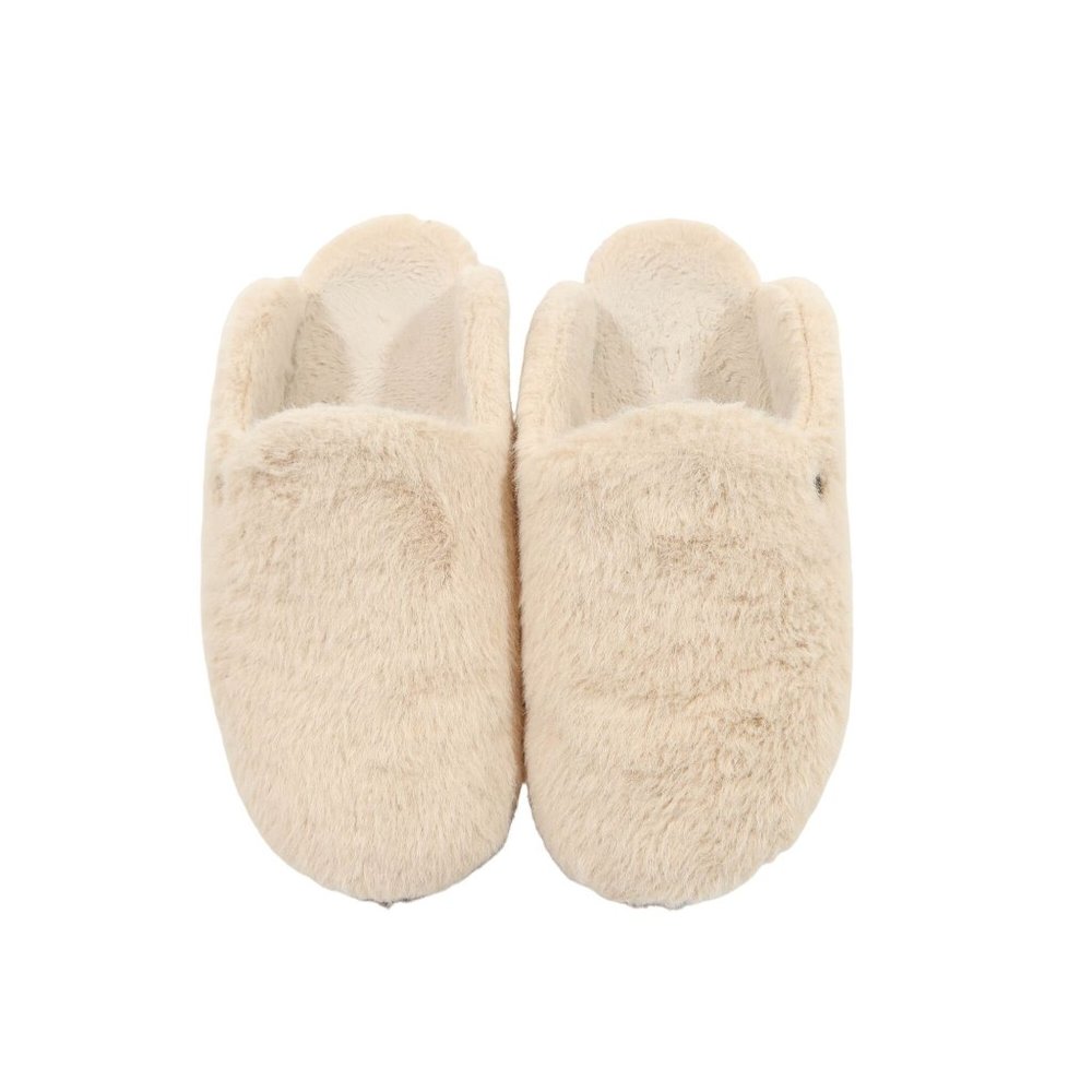 ALEGRIA Cream Faux Fur Scuff Clog Style Rubber Sole Slippers Size 9 - Picture 2 of 11